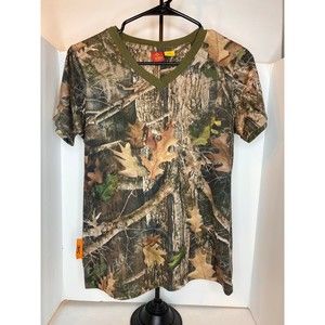 She Outdoor Camouflage Brown Tree Short Sleeve Shirt Top M